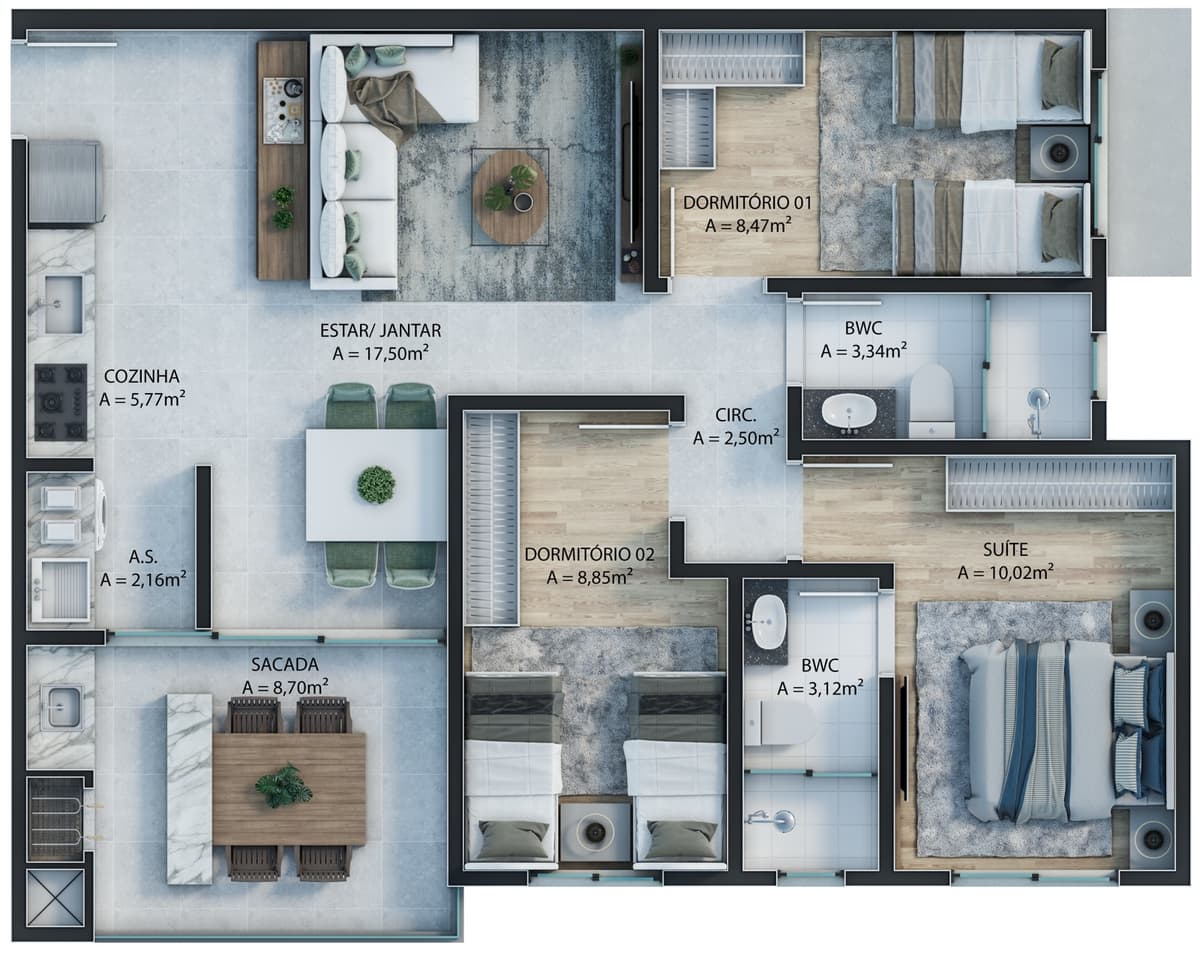 Planta 1 - Calefi Home Club